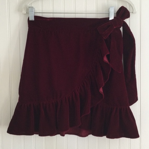 Urban Outfitters Velvet Wrap Skirt with Ruffles - Picture 3 of 11